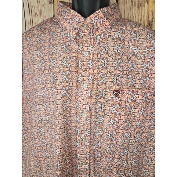 Rock & Roll Denim Mens Classic Fit Button-Up Shirt XXL Short Sleeve Paisley - Picture 3 of 6